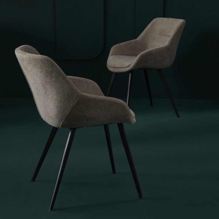 Taupe Colombe Bridge Armchair set of 2