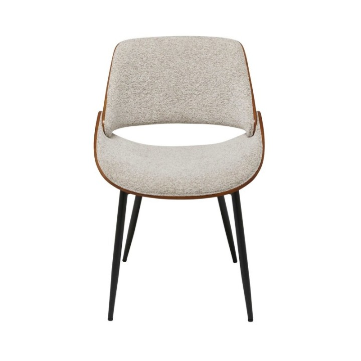 Chair with a walnut finish and a beige fabric seat—MANNIX