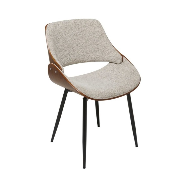 Chaise finition noyer avec assise en tissu beige MANNIX
