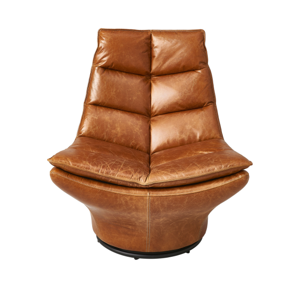 Fauteuil pivotant cuir Achille camel