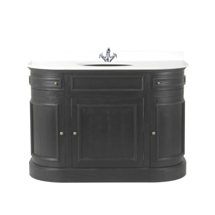 Meuble lavabo simple en bois massif noir HAUSMANN