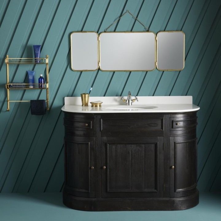 Meuble lavabo simple en bois massif noir HAUSMANN