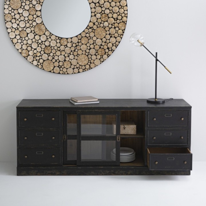 Buffet en bois massif et verre AMSTERDAM
