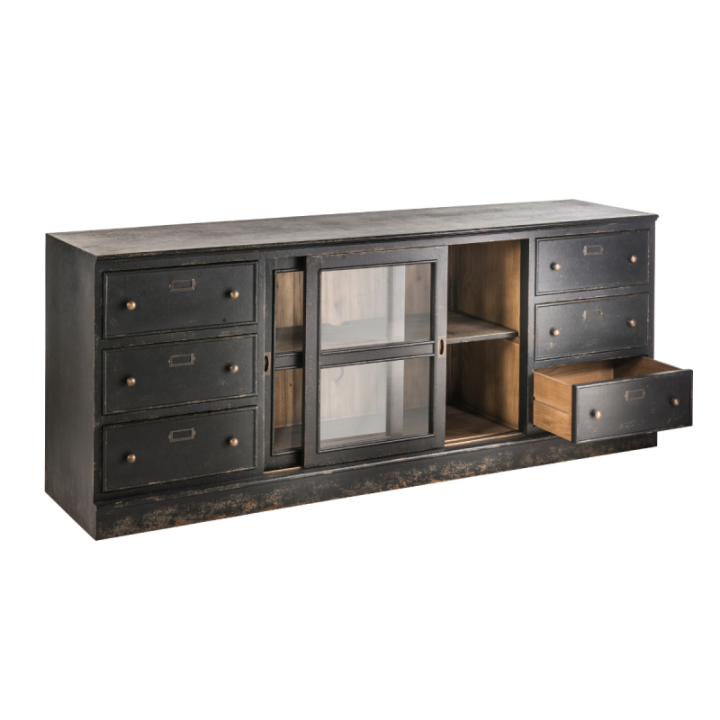 Buffet en bois massif et verre AMSTERDAM