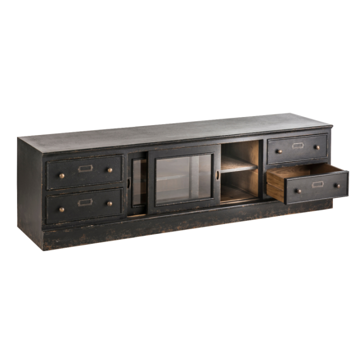 Amsterdam solid wood and glass TV unit