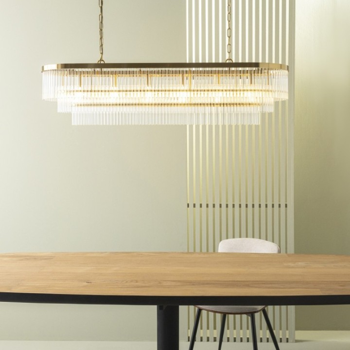 Pool gold drop chandelier