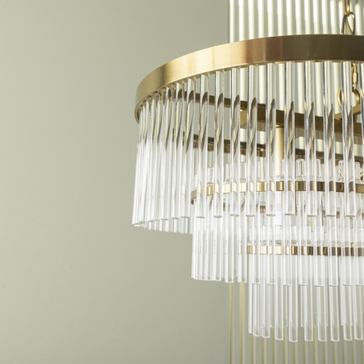 Pool gold drop chandelier