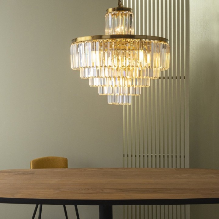 Fulgurant 22-light gold chandelier