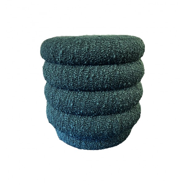 Pouf de table pivotant en tissu bouclette verte Bibendum