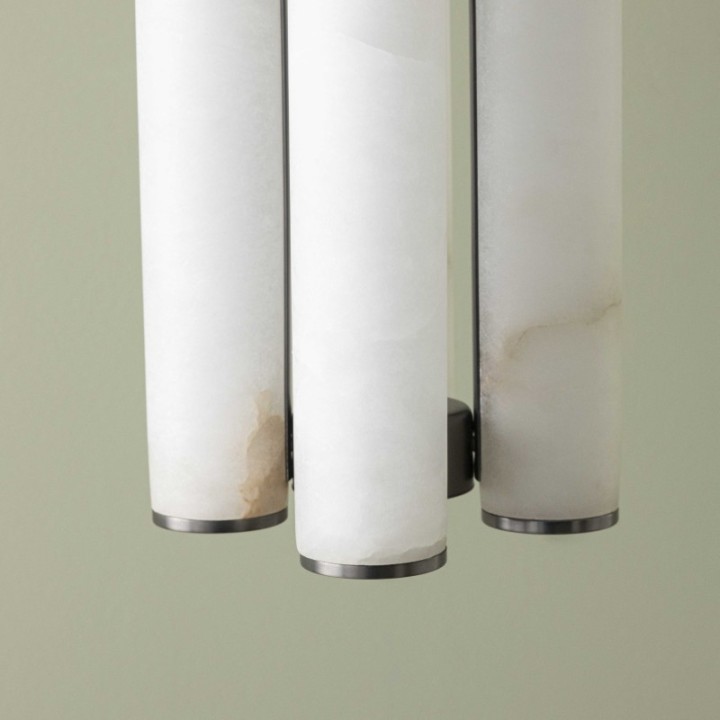 Lustre vertical en albâtre et métal MONTAIGNE