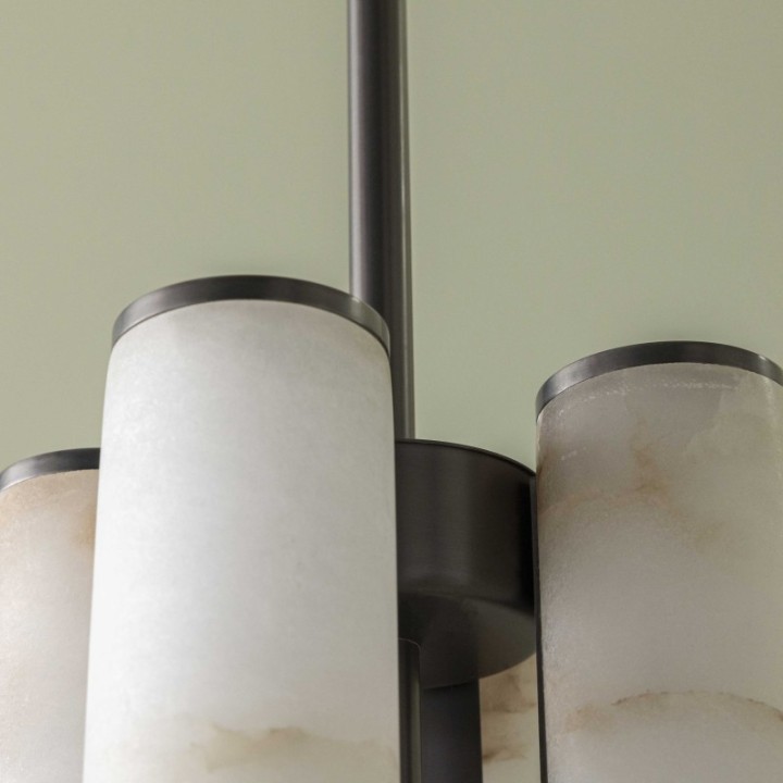 Vertical Alabaster and Metal Chandelier MONTAIGNE