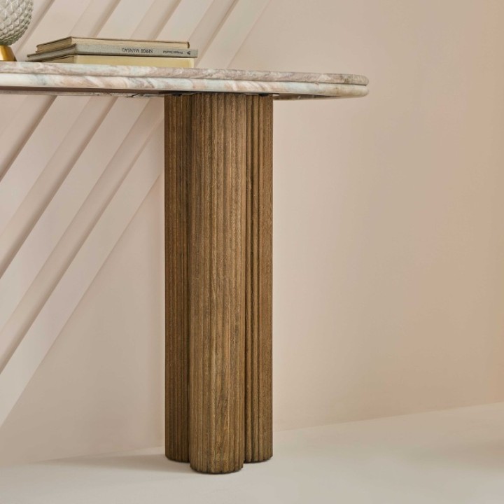 Buren solid wood and marble console table