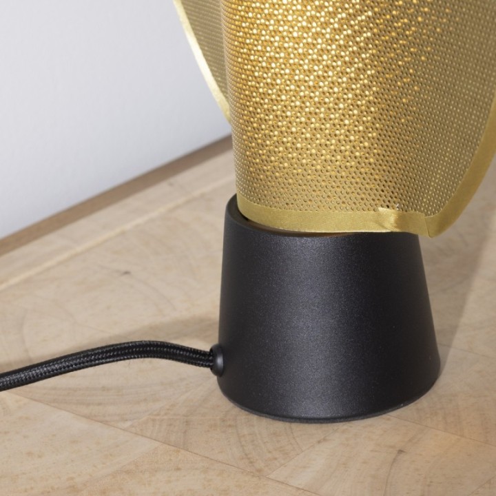 Maille black metal lamp with gold plastic mesh H40 cm