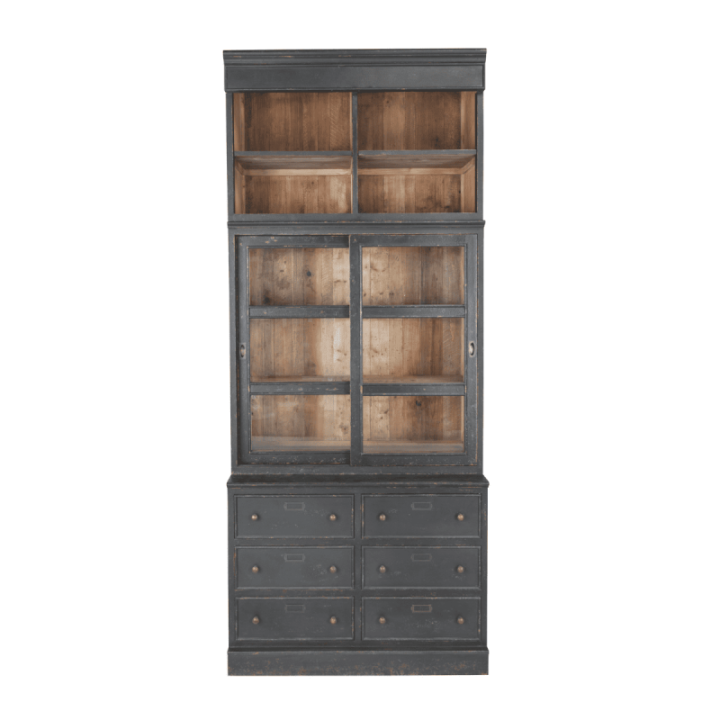 Amsterdam Bookcase with drawers and glass doors