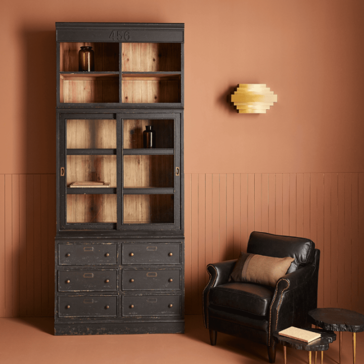 Amsterdam Bookcase with drawers and glass doors
