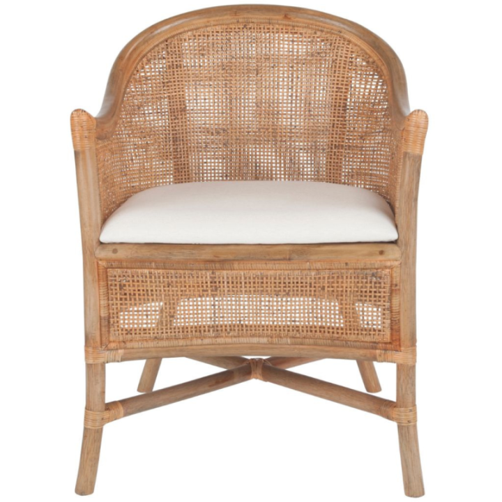 Maurice rattan armchair with fabric seat