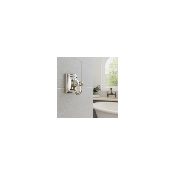Alpha wall hook in aged silver-finish brass