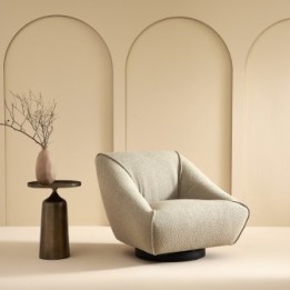 Linen-Colored Swivel Armchair HENRY