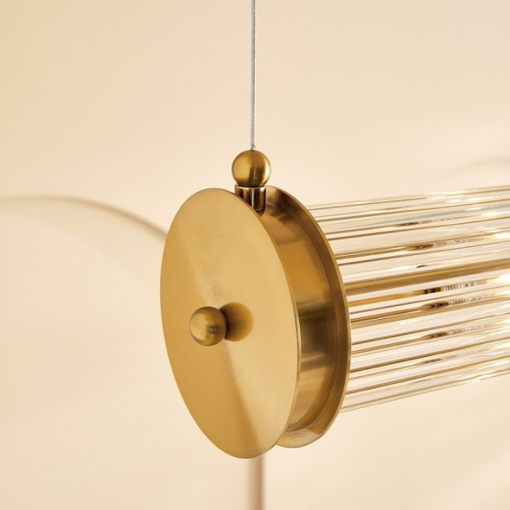 Lustre tube simple en métal finition laiton doré TUBES