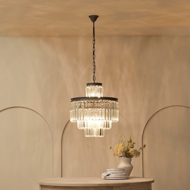 Lustre esprit années 50,  avec pampilles en verre