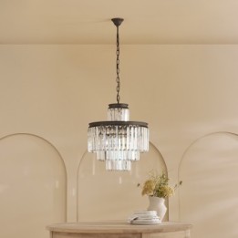 Lustre esprit années 50,  avec pampilles en verre