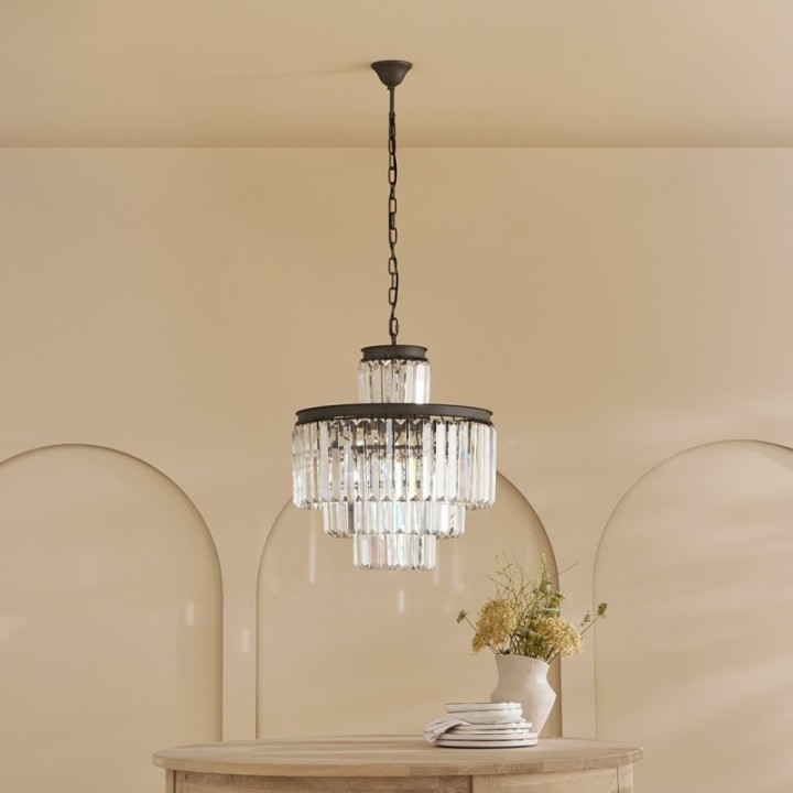 Lustre esprit années 50,  avec pampilles en verre