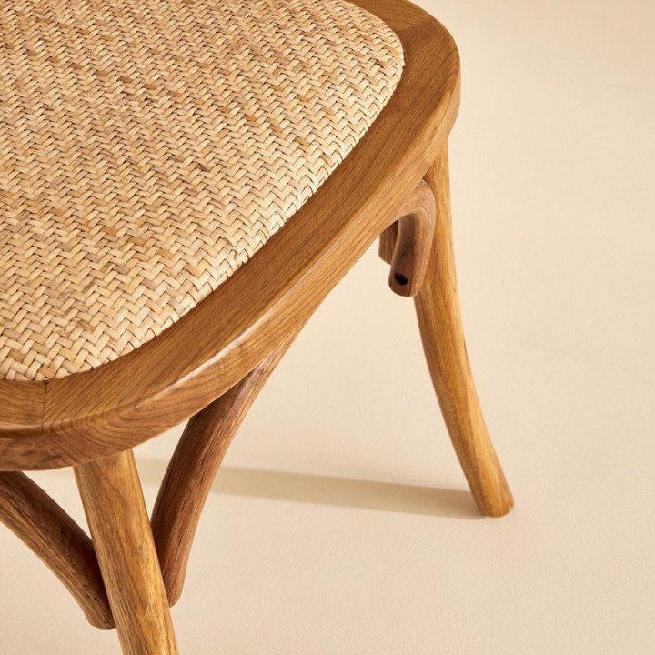 ADELE set of 2 oak chairs with rattan seat