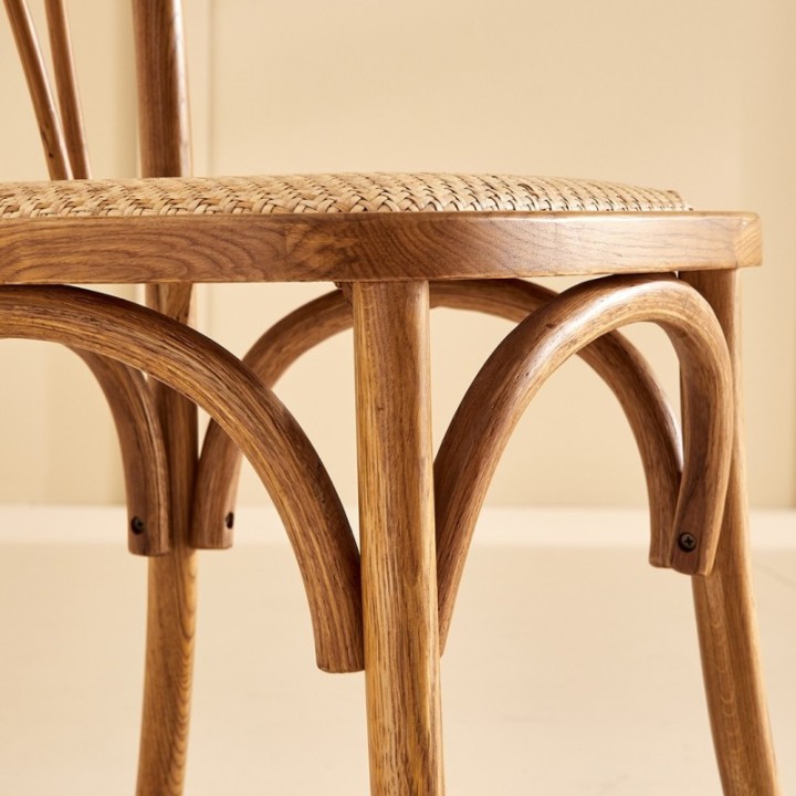 Lot de 2 chaises en chêne assise rotin ADELE