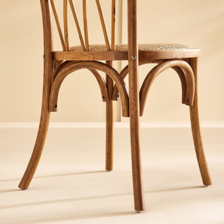 ADELE set of 2 oak chairs with rattan seat