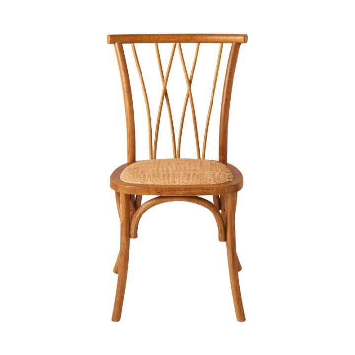 ADELE set of 2 oak chairs with rattan seat