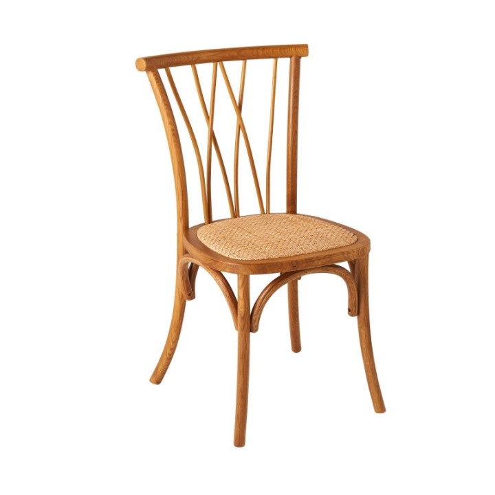 ADELE set of 2 oak chairs with rattan seat