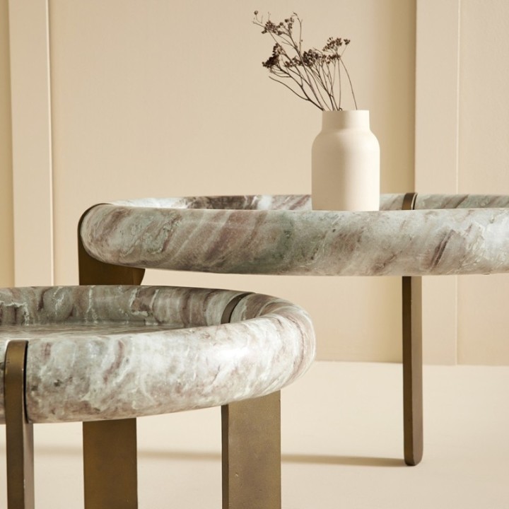 Prosper small marble and metal coffee table