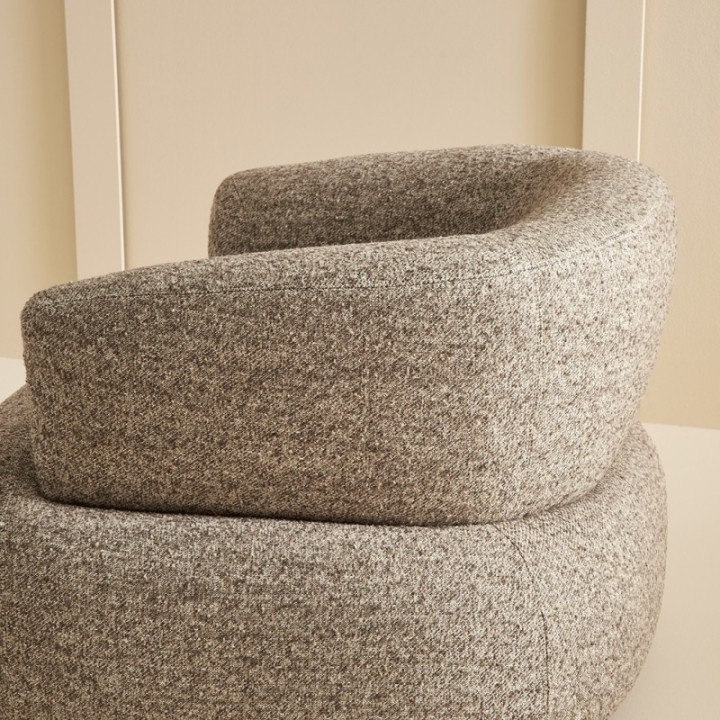 Brown Fabric Swivel Armchair REGIS