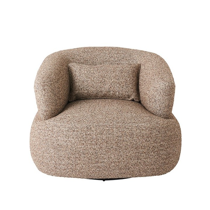 Brown Fabric Swivel Armchair REGIS