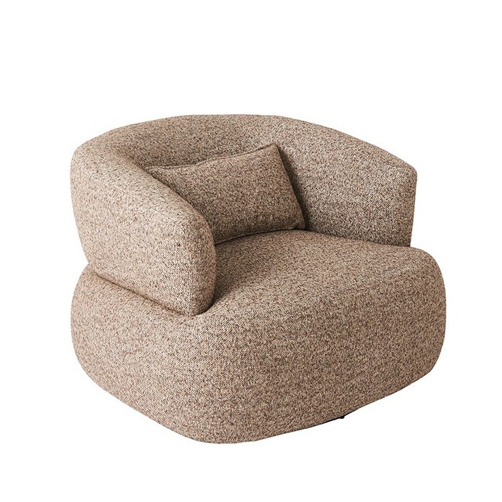 Brown Fabric Swivel Armchair REGIS