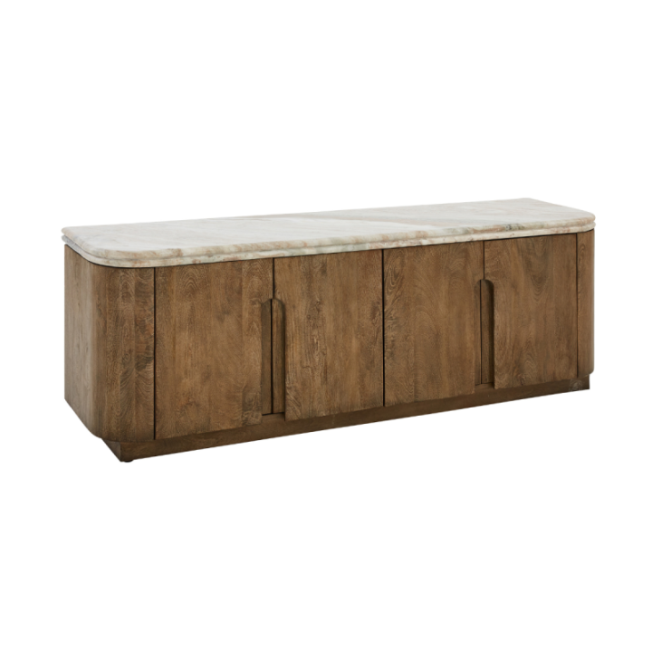 BUREN mango wood and marble TV unit