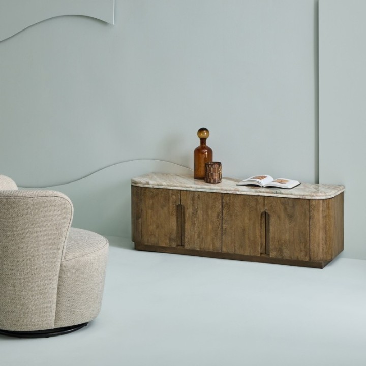 BUREN mango wood and marble TV unit