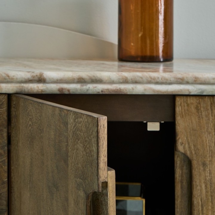 BUREN mango wood and marble TV unit