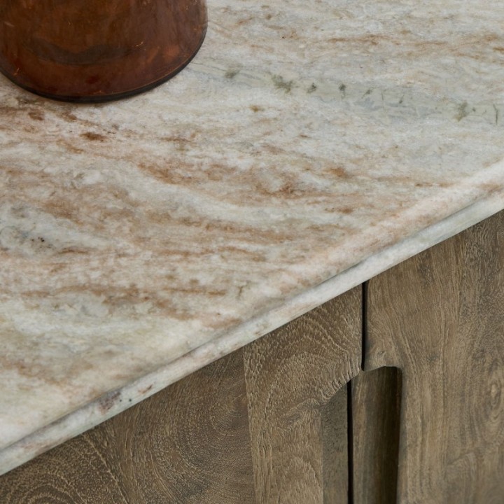 BUREN mango wood and marble TV unit