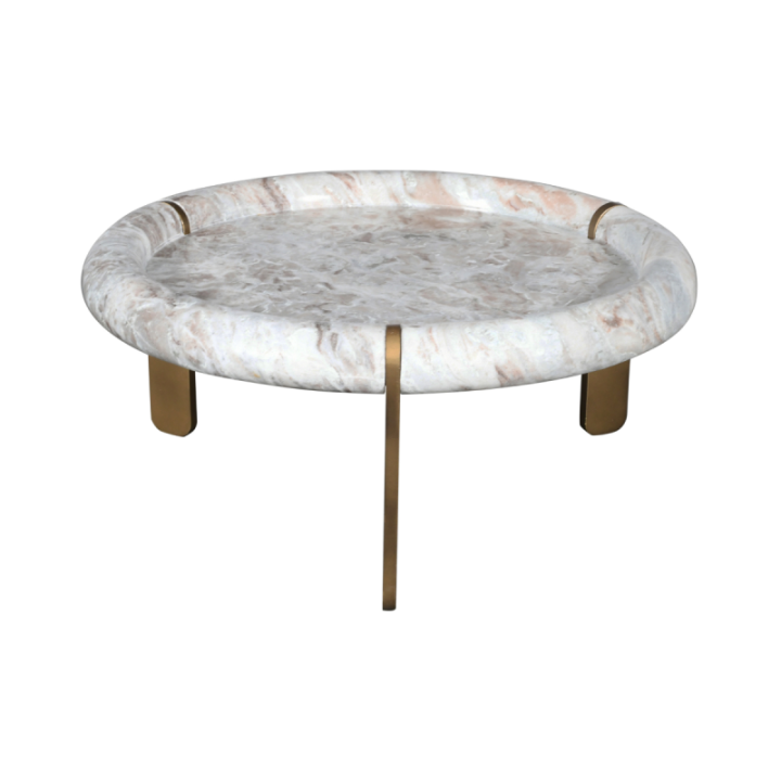 Grande table basse en marbre et métal PROSPER