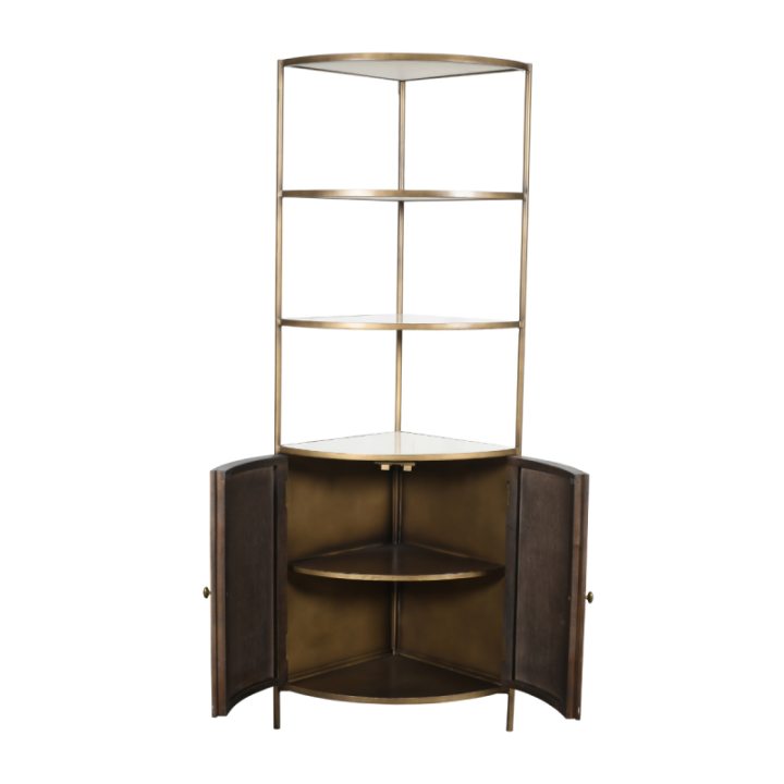 BUREN mango wood and marble corner shelf
