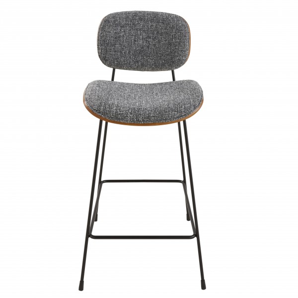 Chaise de comptoir en tissu gris piètement en métal Olympia