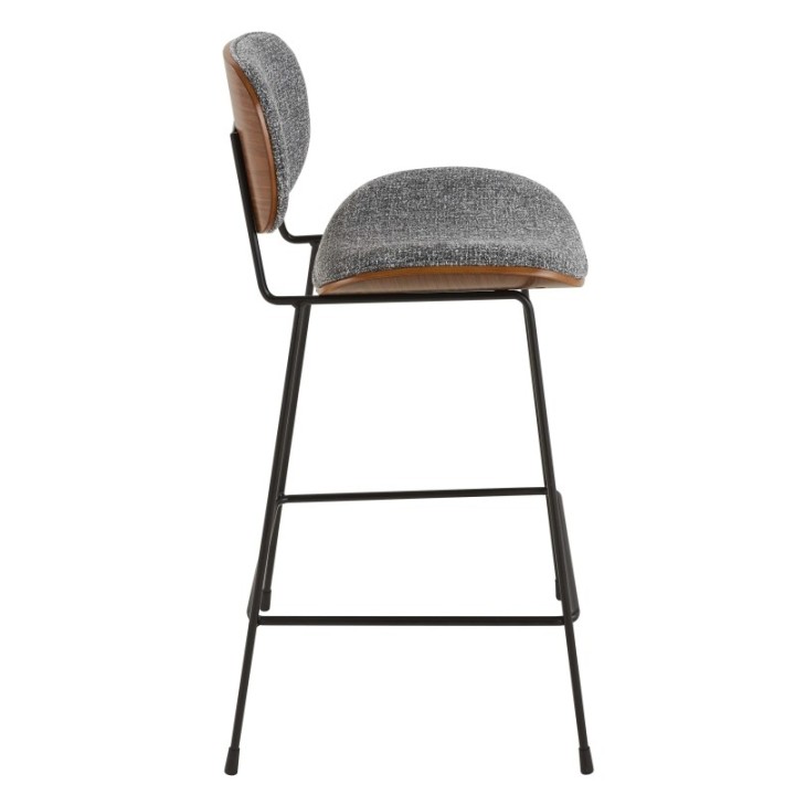 Chaise de comptoir en tissu gris Olympia