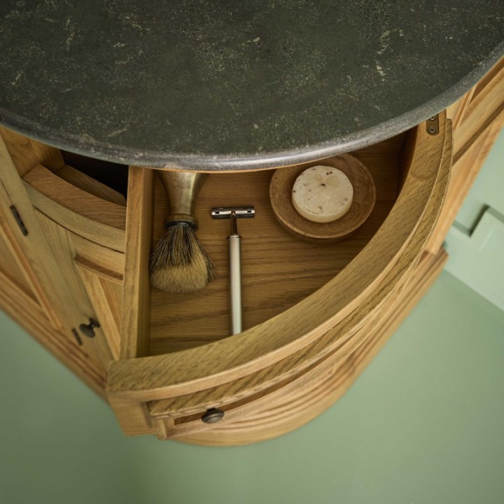 Hausmann double washbasin cabinet in oak and blue stone