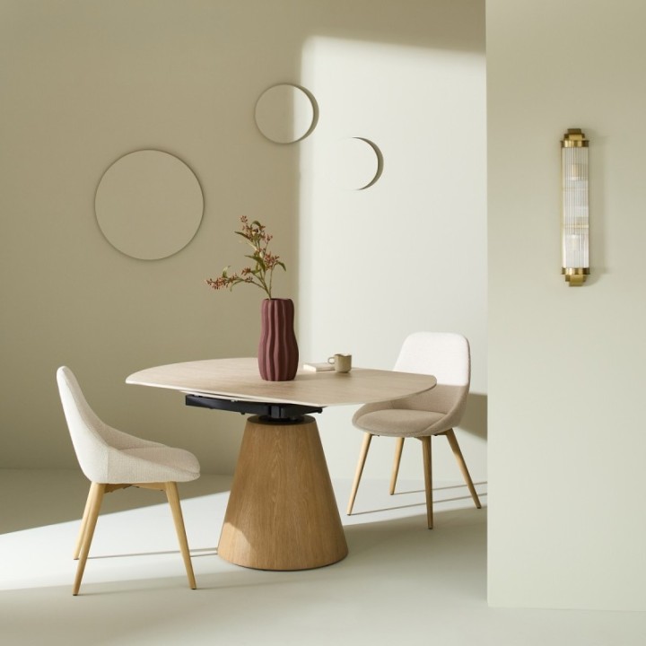 Table en céramique ronde avec allonges LUMIO