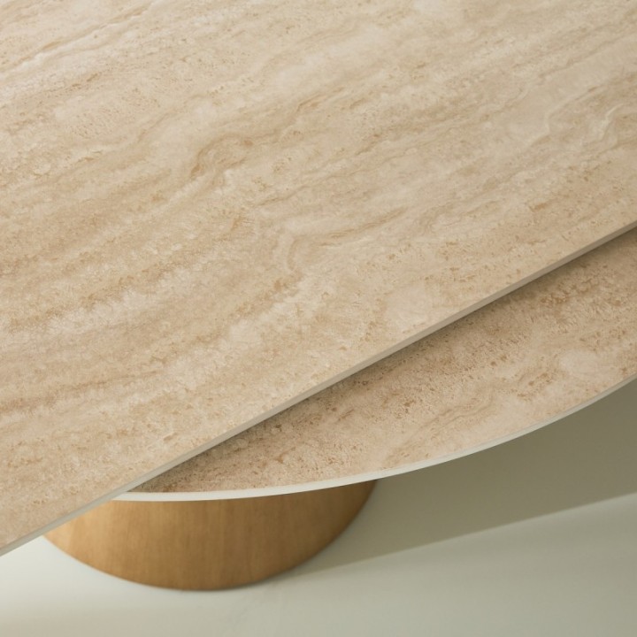 Table en céramique ronde avec allonges LUMIO