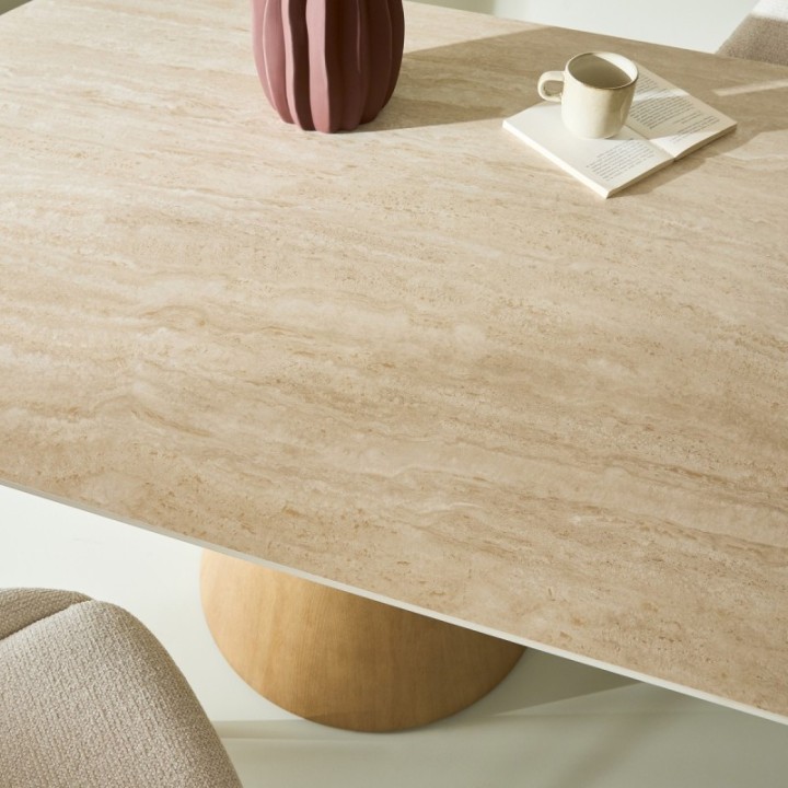 Table en céramique ronde avec allonges LUMIO