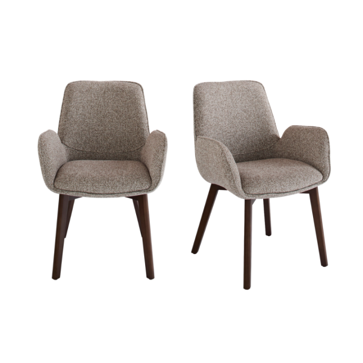 Chaise avec accoudoir tapissée beige KARL
