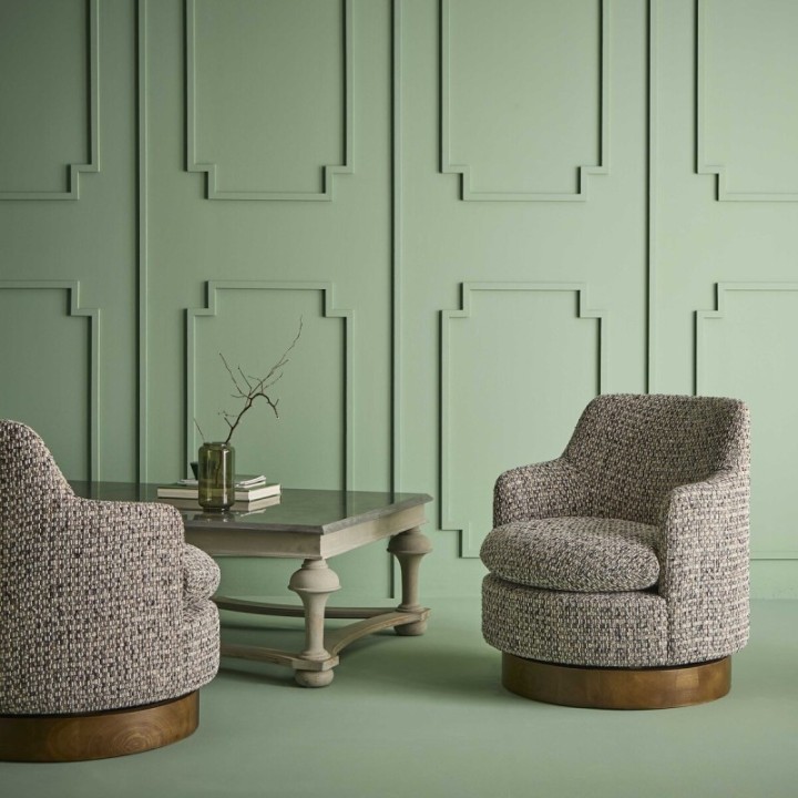 Sinclair tweed swivel armchair