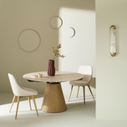 Table en céramique ronde avec allonges LUMIO